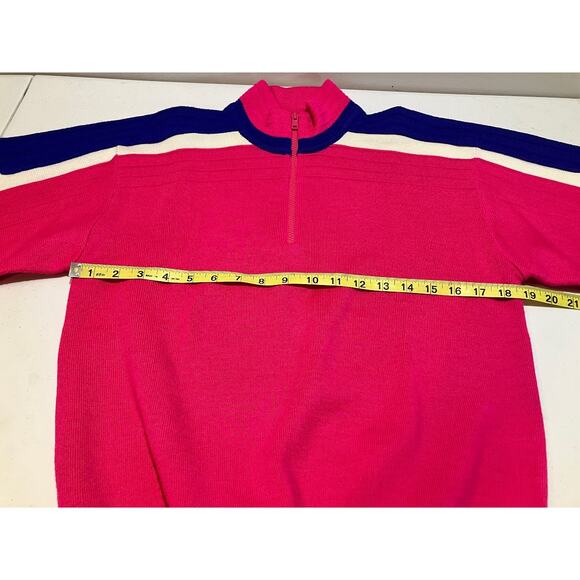 VTG 80's 1/4 Zip Herman's Ski Bunny Colorblock Wool Sweater Pink Womens Size M - Picture 4 of 9